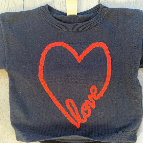 Navy blue knitted sweater with heart/love - Picture 2 of 4